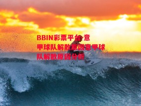 BBIN彩票平台-意甲球队解散原因意甲球队解散原因分析